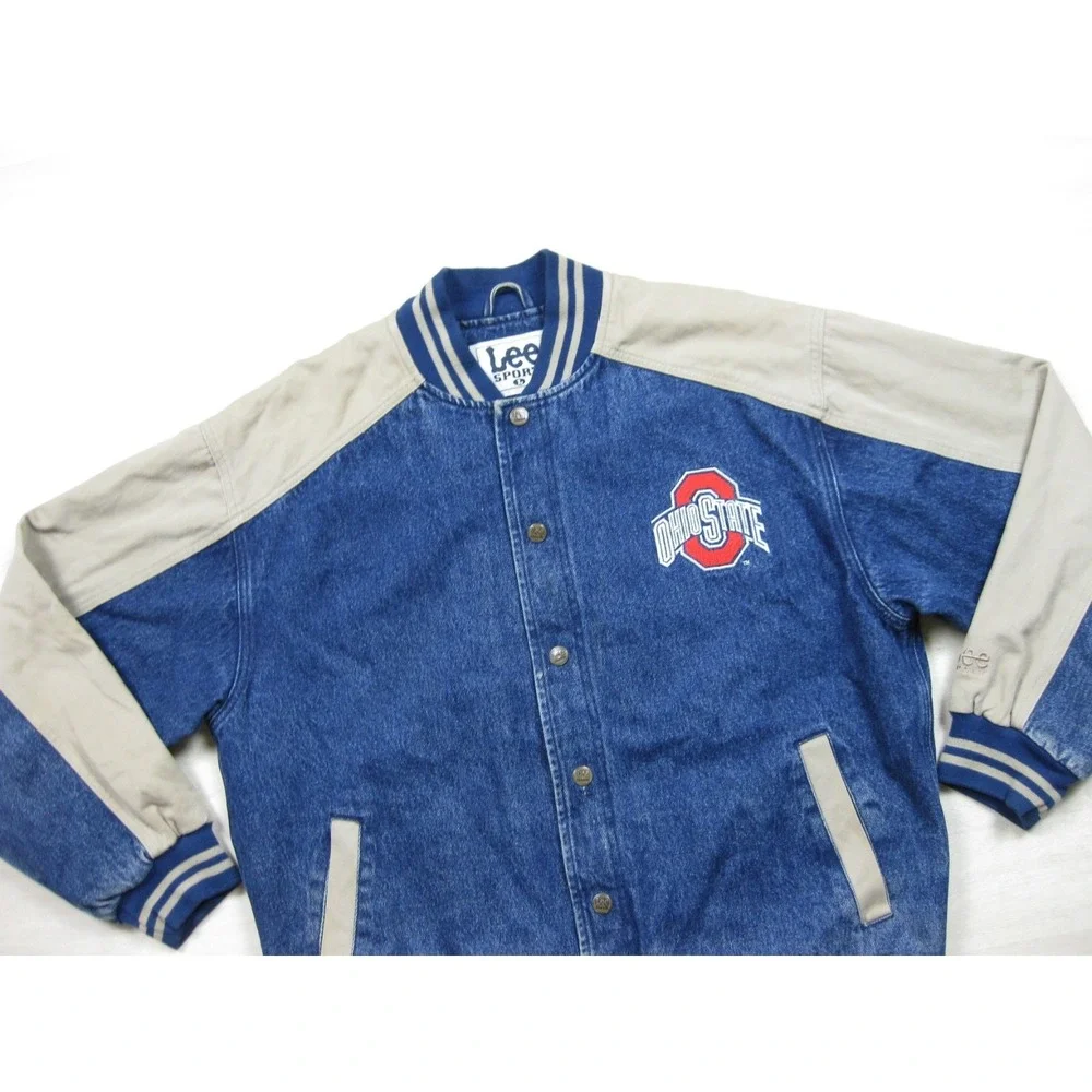 Vintage 90s Lee Sport Varsity Jacket Men's (L) Ohio State Buckeyes Denim